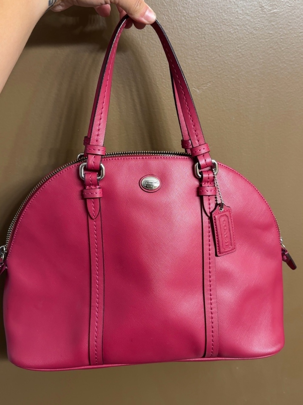 Coach Peyton Cora Domed Saffiano Leather Satchel
